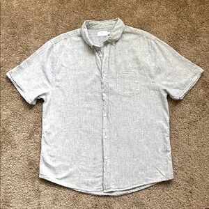 Onia Linen Cotton Blend Short Sleeve Pocket Button Down Seersucker Summer Shirt